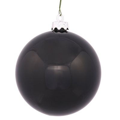Black Shiny UV Drilled Cap Ball Ornament, 12 in.