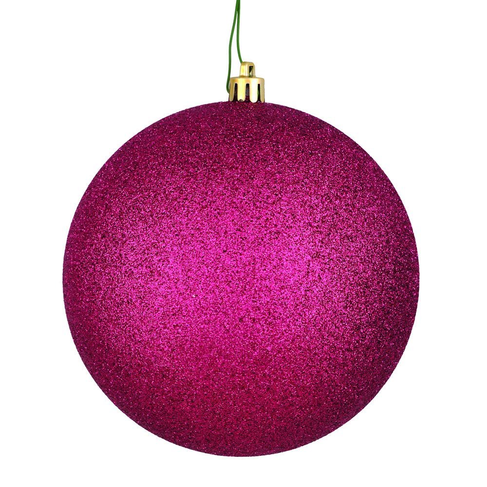 3 in. Berry Red Glitter Ball Ornament with Drilled 12 per Bag