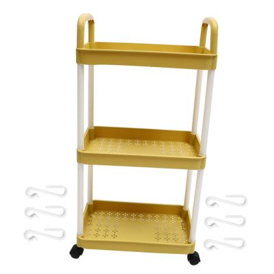 PRETYZOOM Rolling Storage Cart Multi Function Trolley Organizer for Bedroom Kitchen and Living Room Space Saving Utility Rack with Wheels for Home Organization