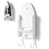 Ironing Board Hanger Wall Mount, Electric Iron Holder Rack Organizer with Hooks for Household Bathroom Laundry Room Closet Hotel White view 1