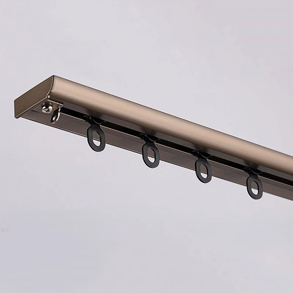 Curtains for Ceiling Track Rod Single Row Curtain Track Ceiling Mounted Silent Heavy Duty System Sliding Rails Room Divider for Bedroom Living Room Hospital(Brass,2m(6.6ft))