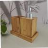 Bamboo Bathroom Accessory Set Soap Dispenser and Mouthwash Cup view 3