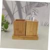Bamboo Bathroom Accessory Set Soap Dispenser and Mouthwash Cup view 4