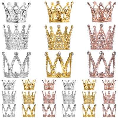 27 Mini Crowns, Glitter Metal Tiaras For Cake Toppers, Bouquets, Weddings, Parties, 3 Distinct Designs