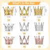 27 Mini Crowns, Glitter Metal Tiaras For Cake Toppers, Bouquets, Weddings, Parties, 3 Distinct Designs view 3