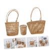 Abaodam 1Set Straw Woven Basket Decorative Flower Baskets for Desktop Organization Sundries Organizer Handmade Craft for Home Decor and Parties view 3