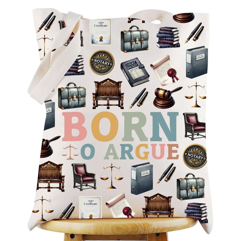 WZMPA Lawyer Tote Bag Justice Appreciation Gift Law Graduation Reusable Grocery Bag Lawyer Merchandise (BORN ARGUE-T)