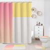 4 Pcs Pink Yellow Beige Bathroom Sets with Shower Curtain Set and Non-Slip Rugs for Bathroom, Modern Bathroom Shower Curtain Sets with Rugs and Accessories view 1