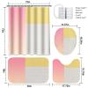 4 Pcs Pink Yellow Beige Bathroom Sets with Shower Curtain Set and Non-Slip Rugs for Bathroom, Modern Bathroom Shower Curtain Sets with Rugs and Accessories view 2