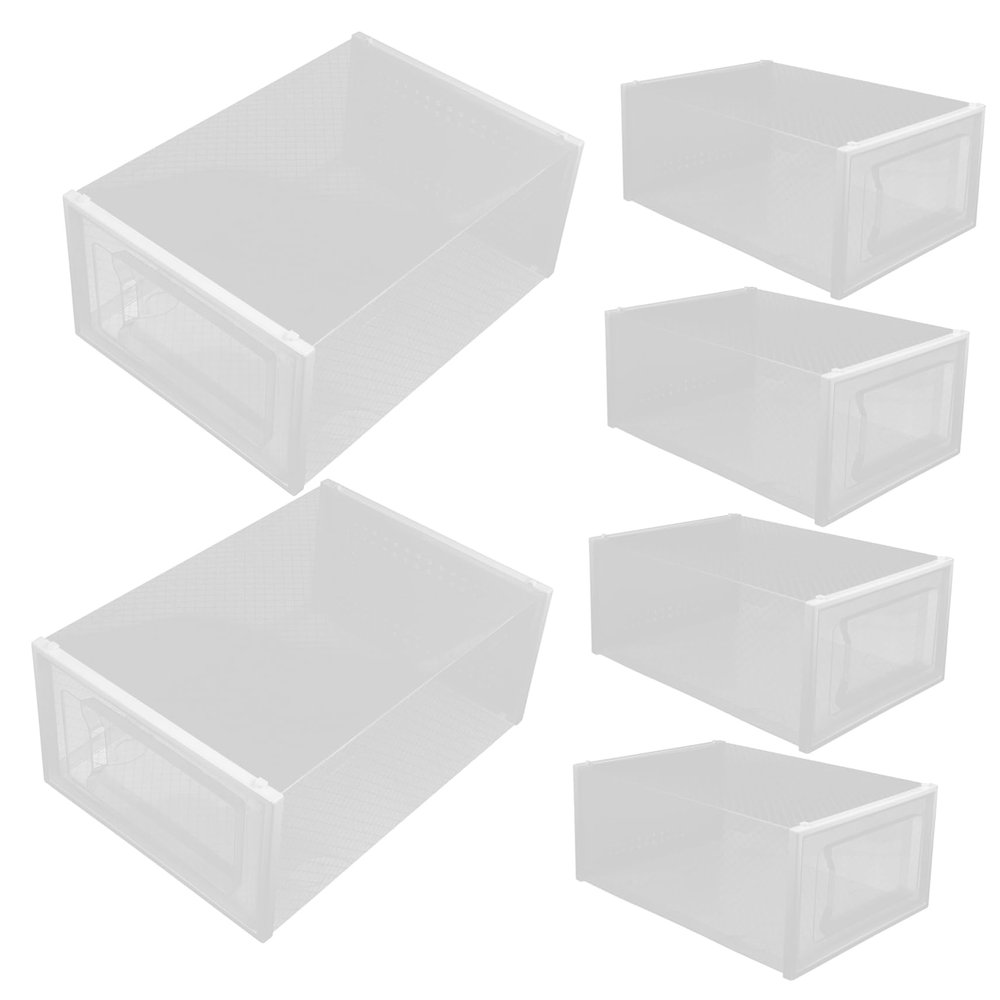 HOLIDYOYO 6Pcs Transparent Shoe Storage Organizer Boxes Stackable Clear Shoe Containers for Closet Material with High Transparency for Easy Visibility and Family Use