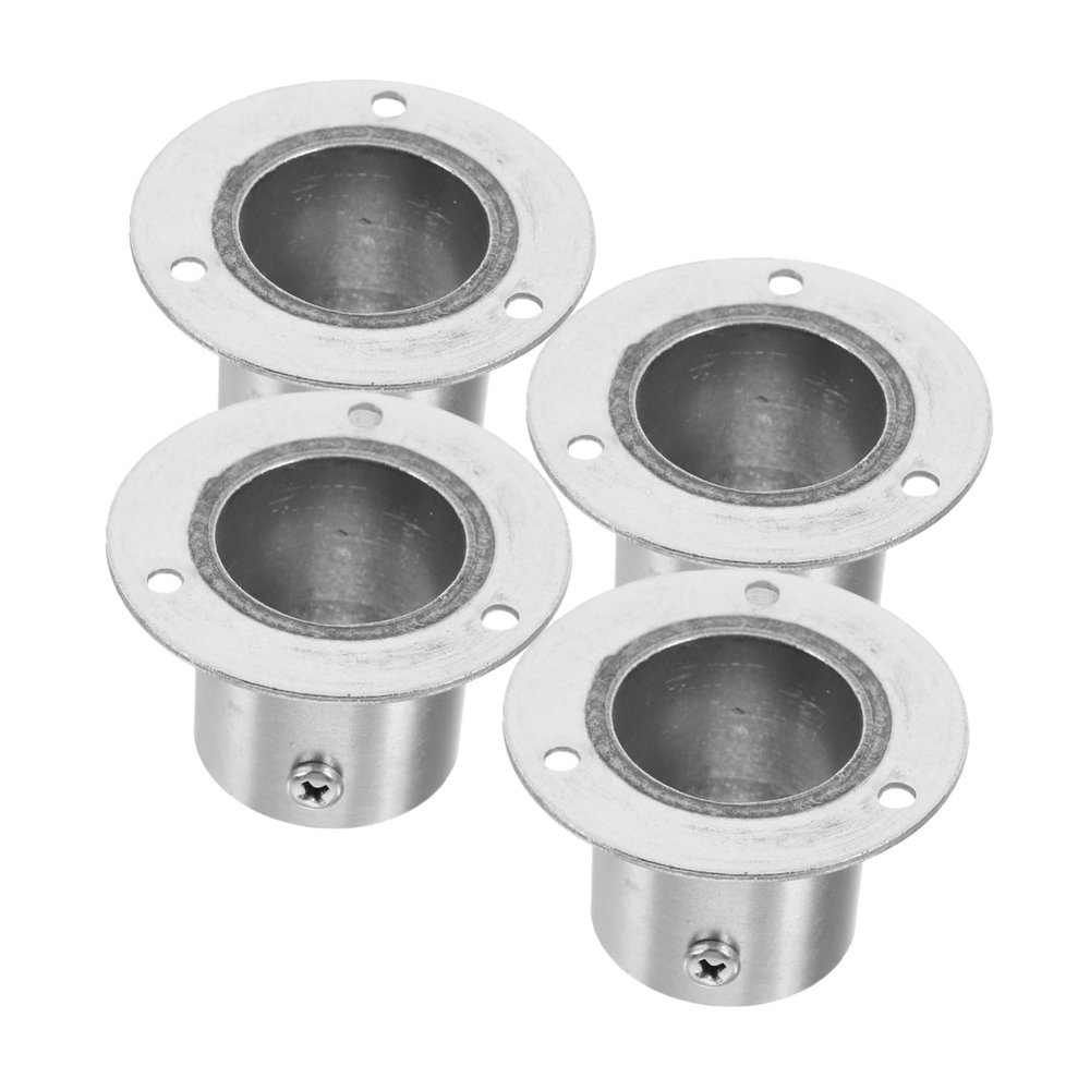 KALLORY 4Pcs Heavy Duty Stainless Steel Closet Rod Holders Flange Sockets for Towel and Clothline Pole Easy to Install with Fine Workmanship Suitable for Wardrobe and Shower Curtains