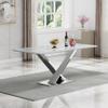 5 Piece Dining Room Table Set, 70" Faux Marble Dining Table Set for 4, White Gold Kitchen Table and 4 Blue Velvet Dining Chairs with Gold Stainless Steel Legs for Kitchen Home view 4