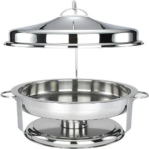 9 L Large Round Chafing Dish with Hanger Stainless Steel Set Buffet Food Warmer Keeps Food Warm at All Catering Events,Gold-9L,Gold9L