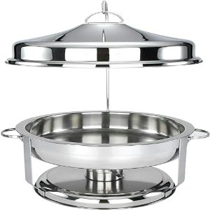 9 L Large Round Chafing Dish with Hanger Stainless Steel Set Buffet Food Warmer Keeps Food Warm at All Catering Events,Gold-9L,Gold9L