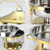 9 L Large Round Chafing Dish with Hanger Stainless Steel Set Buffet Food Warmer Keeps Food Warm at All Catering Events,Gold-9L,Gold9L view 2