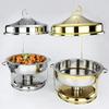 9 L Large Round Chafing Dish with Hanger Stainless Steel Set Buffet Food Warmer Keeps Food Warm at All Catering Events,Gold-9L,Gold9L view 4