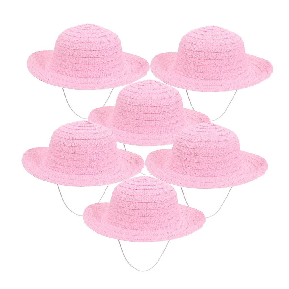 DECHOUS 6Pcs DIY Painting Straw Hat for Blank Beach Sun Hat for Graffiti Crafts for Summer Parties Birthdays and Creative Activities and