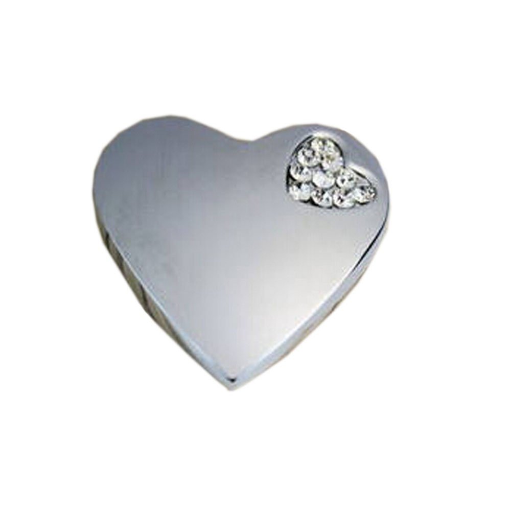 1.4 x 0.8 in. Beautiful Heart & Crystal Drawer Handles Pulls & Knobs Silver - Set of 3