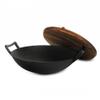 14 in. Heavy Duty Cast Iron Wok with Wood Lid - 2 Piece view 1