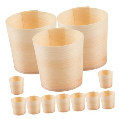 ABOOFAN 50Pcs Wooden Cups Rustic Style Wood Containers for Food Drinks and Items Versatile Wood Mugs for Parties and Events