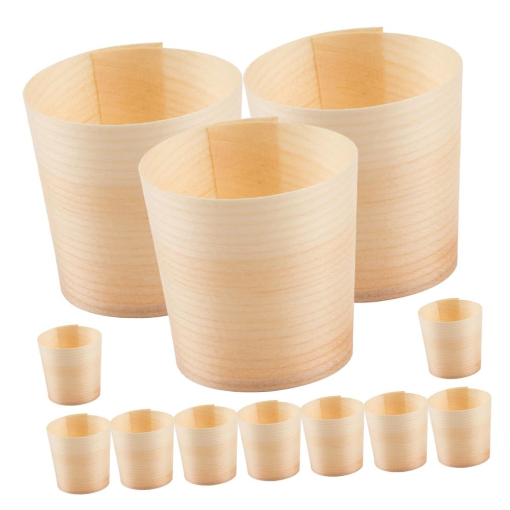 ABOOFAN 50Pcs Wooden Cups Rustic Style Wood Containers for Food Drinks and Items Versatile Wood Mugs for Parties and Events