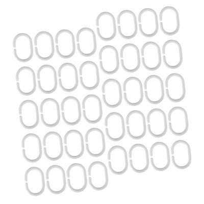 CONGARTENO 48Pcs C-Shaped Plastic Shower Curtain Hooks and Easy to Install Curtain Rings for Bath Accessories Smooth Surface Functional and Decorative Design