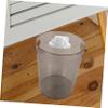 Unomor Small Round Plastic Trash Can with Handle Wastebasket for Bedroom Bathroom and Office Compact Tabletop Garbage Bin for Easy Waste Disposal Transparent view 3