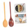 ABOOFAN 2Pcs Long Handle Wooden Japanese Soup Spoons Smooth Surface Kitchen Utensils for Mixing Serving for Cooking Culinary Creations Easy to Clean view 4