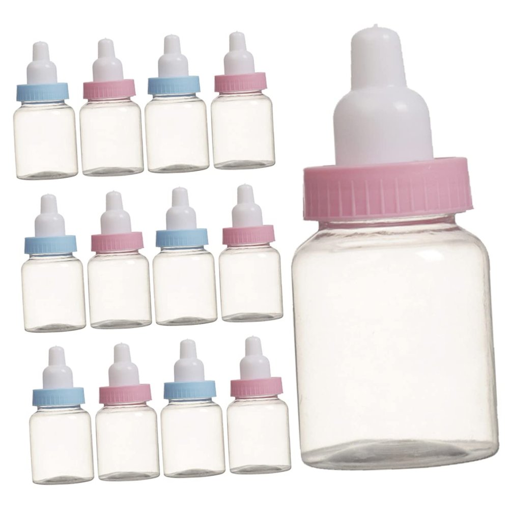 FELTECHELECTR 24Pcs Shower Candy Bottles Feeder Shape Favor Containers for Birthday and Gender Reveal Parties Cute and Adorable Candy Box Each