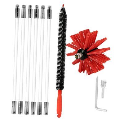 Cabilock 1Set Chimney Brush with Extendable Rods Brush Head for Efficient Cleaning of Flues and Brick Chimneys Compatible with Electric Drills for DIY Maintenance