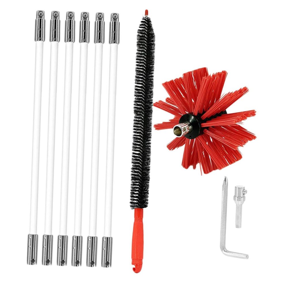 Cabilock 1Set Chimney Brush with Extendable Rods Brush Head for Efficient Cleaning of Flues and Brick Chimneys Compatible with Electric Drills for DIY Maintenance