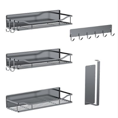 Multifunctional Magnetic Shelf for Washing Machine, Refrigerator, Microwave, and Any Metal Surface, Powerful Magnetic Shelves Include Magnetic Paper Towel Holder, Unique Hollow Design (5 pcs - Grey)
