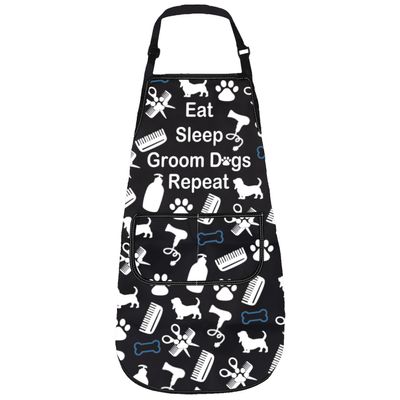 Gzrlyf Dog Groomer Apron Pet Grooming Gift Dog Grooming Apron with Pocket Dogs Hair Salon Stylist Gift (Dogs Repeat apron)