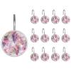 Aesthetic Art Marble Decorative Shower Curtain Hooks Rings,Set of 12pcs Shower Curtain Hooks,Rustproof Decorative Shower Rings for Bathroom (Multi 02) view 1