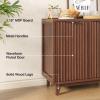 Buffet Cabinet with Storage 3 Pieces Modern Fluted Sideboard with Adjustable Shelves & Solid Wood Legs Mid Century Coffee Bar Table for Living Room Kitchen Dining Room Hallway view 3