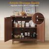 Buffet Cabinet with Storage 3 Pieces Modern Fluted Sideboard with Adjustable Shelves & Solid Wood Legs Mid Century Coffee Bar Table for Living Room Kitchen Dining Room Hallway view 4
