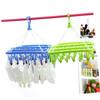 AKOOSY Foldable Clip Hanger with 32 Plastic Clips Underwear and Sock Drying Rack Space Saving Laundry Hanger for Children's Clothes Random Color view 2
