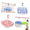 AKOOSY Foldable Clip Hanger with 32 Plastic Clips Underwear and Sock Drying Rack Space Saving Laundry Hanger for Children's Clothes Random Color view 3