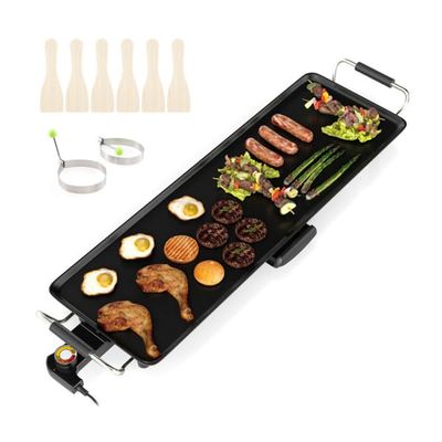 27" Electric Griddle Teppanyaki Grill BBQ, Nonstick Extra Large Griddle Long Countertop Grill with Adjustable Temperature & Drip Tray, Indoor Outdoor Cooking Plates for Pancake Barbecue