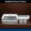 Jwevvie 9QT Chafing Dish Buffet Set Stainless Steel Chafer with 4 Full Size Pans, Rectangle Catering Warmer Server with Lid Water Pan Stand Fuel Holder, for Weddings Parties Banquets, Silver view 4