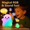 nextanG RGB Ghost Night Light Color-Changing Tap Control Fun Toy for Kids, Soft Squishy Silicone Lamp with Sounds, Dimmable Rechargeable Bedside & Table Lamp, Funny Gift for Boys & Girls(Ghost-RGB) view 2