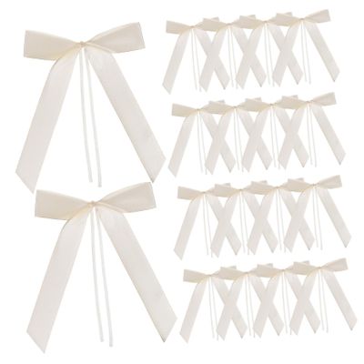 Sosoport 60pcs Wedding Car Ribbon Bows Decor Waterproof DIY Craft Bows for Car Mirror Door Handles Elegant Wedding Decorations