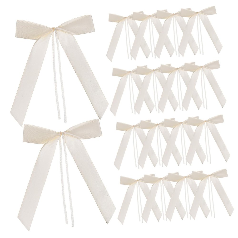 Sosoport 60pcs Wedding Car Ribbon Bows Decor Waterproof DIY Craft Bows for Car Mirror Door Handles Elegant Wedding Decorations