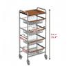 Heavy 5-Tier Snack Cart with Wheels, Rolling Snack Cart with Pull-Out Hollow Metal Basket, Fruit Vegetable Basket, Rolling Pantry Rack, Utility Multi-function Kitchen Sorting Rack(15.4''x11.4''x35.4'' view 2