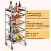 Heavy 5-Tier Snack Cart with Wheels, Rolling Snack Cart with Pull-Out Hollow Metal Basket, Fruit Vegetable Basket, Rolling Pantry Rack, Utility Multi-function Kitchen Sorting Rack(15.4''x11.4''x35.4'' view 3