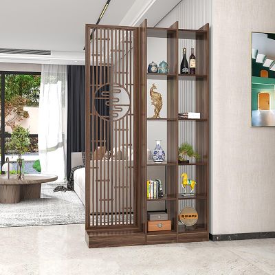 200CM/78.7in Wood Room Divider with Shelf,Entry Hall Room Separator Screen, Floor to Ceiling Wall Post Partitions, Entrance Hall Partition Screen Column Floor to Ceiling, for Teahouse/Coffee Shop etc.