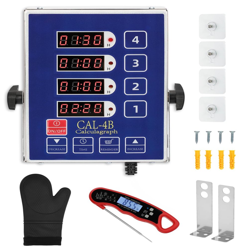 Commercial Kitchen Timers for Cooking, 12-Channel Timer for Commercial Kitchens, Heavy-Duty Loud Alarm Timer for Restaurants, Stainless Steel, LED Technology
