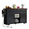 53.7" Farmhouse Kitchen Island with Power Outlet, Drop Leaf, 2 Sliding Barn Doors, Storage Drawers, Spice Rack, Mobile Rolling Cart for Kitchen, Dining Room view 1