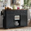 53.7" Farmhouse Kitchen Island with Power Outlet, Drop Leaf, 2 Sliding Barn Doors, Storage Drawers, Spice Rack, Mobile Rolling Cart for Kitchen, Dining Room view 2