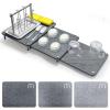 3Pcs Nesting Stone Drying Mat for Kitchen Counter, Quick Drying Stone Dish Drying Mat with Non-Slip Feet, Super Absorbent Heat Resistant Diatomaceous Earth Dish Drying Mat for Dishes, Bottles-Curve view 1